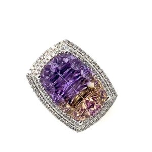 White Gold Ametrine & Diamond Ring