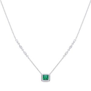 Art Deco Style Emerald Pave Necklace With Diamonfire Cubic Zirconia