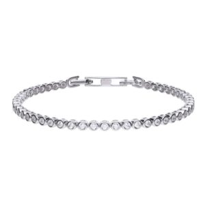 Fine Tennis Bracelet With Bezel Set Diamonfire Zirconia