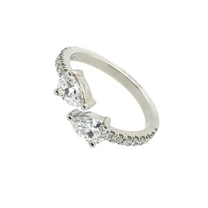 Platinum Pear Cut Diamond Two Stone Ring