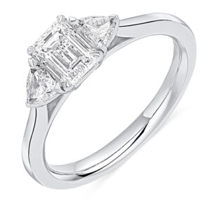 Platinum Radiant & Trilliant Cut Diamond Trilogy Ring