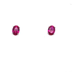 Silver Ruby Stud Earrings