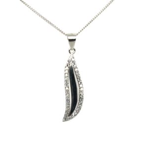 Silver CZ Leaf Pendant