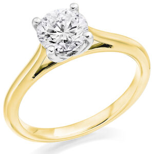 Yellow Gold Round Brilliant Cut Diamond Solitaire Ring