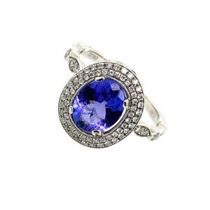Pre-Owned Gold Diamond & Tanzanite Halo Ring