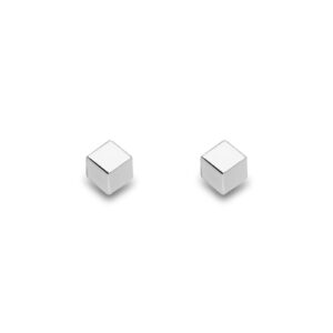 White Gold Cube Stud Earrings