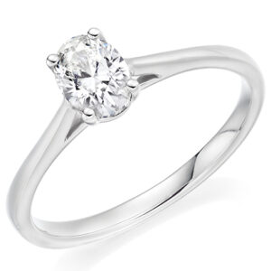 Platinum Oval Cut Diamond Solitaire Ring