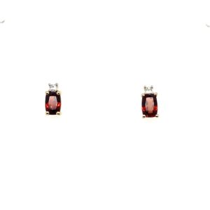 Yellow Gold Garnet & Diamond Stud Earrings