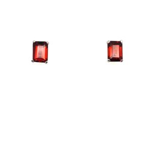 White Gold Garnet Stud Earrings