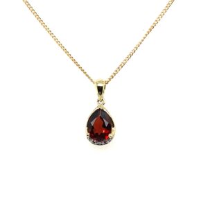 Yellow Gold Garnet & Diamond Pendant