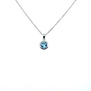 White Gold Blue Topaz Pendant