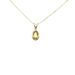 Yellow Gold Oval Citrine Pendant