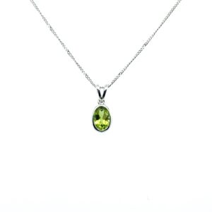White Gold Oval Peridot Pendant