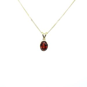Yellow Gold Oval Garnet Pendant