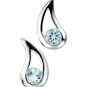 Silver Blue Topaz Teardrop Earrings