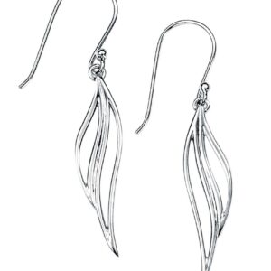 Silver Open Leaf Drop Earrings