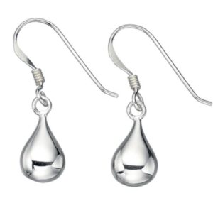 Silver Plain Teardrop Drop Earrings