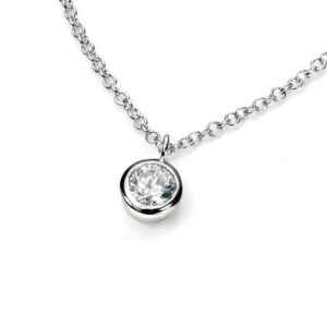 Silver Solitaire Necklace With CZ