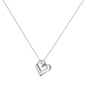 Overlaid Hearts Necklace With Diamonfire Zirconia