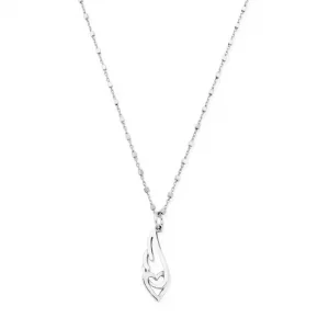 Delicate Cube Chain Interlocking Heart And Angel Wing Necklace