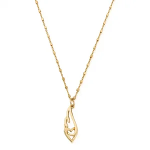 Delicate Cube Chain Interlocking Heart And Angel Wing Necklace