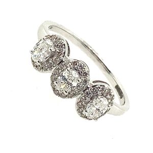White Gold Oval Cut Diamond Halo Ring