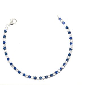 Silver White & Blue CZ Tennis Bracelet