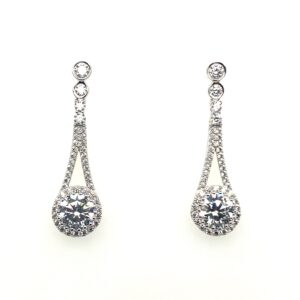 Silver CZ Drop Earrings