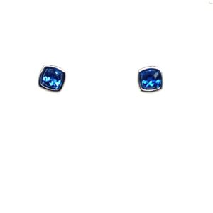 Silver Blue CZ Stud Earrings
