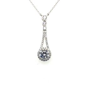 Silver CZ Drop Pendant