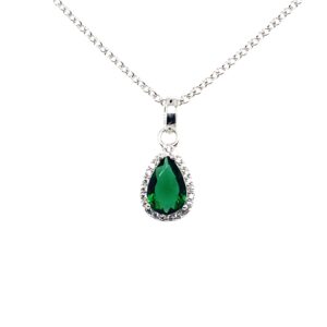 Silver White & Green CZ Pendant