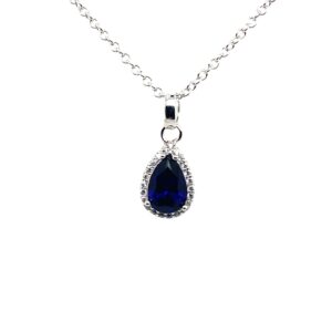 Silver White & Blue CZ Pendant
