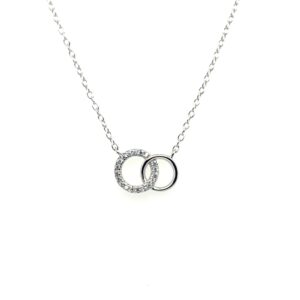 Silver Interlocking CZ Circle Pendant
