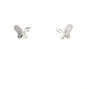 Silver Butterfly CZ Stud Earrings