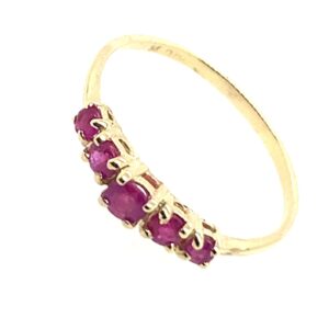 Yellow Gold 5 Stone Ruby Ring