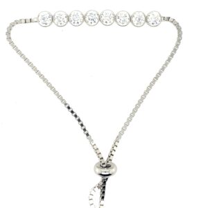 Silver CZ Adjustable Bracelet
