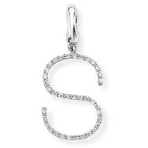 White Gold Diamond Initial S Pendant