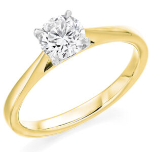 Yellow Gold Round Brilliant Cut Diamond Solitaire Ring