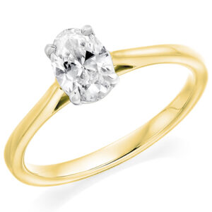 Yellow Gold Oval Cut Diamond Solitaire Ring