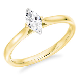 Yellow Gold Marquise Cut Diamond Solitaire Ring
