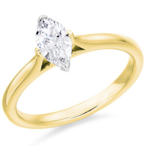 Yellow Gold Marquise Cut Diamond Solitaire Ring