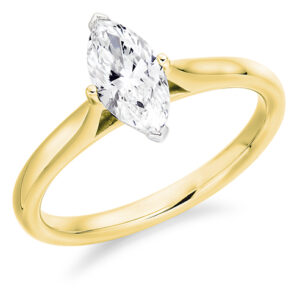 Yellow Gold Marquise Cut Diamond Solitaire Ring