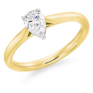 Yellow Gold Pear Cut Diamond Solitaire Ring