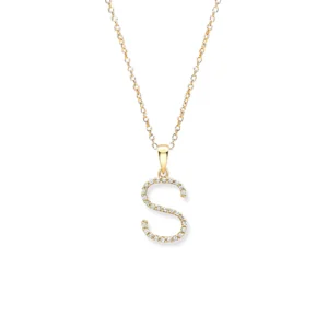 Yellow Gold Diamond Initial S Pendant