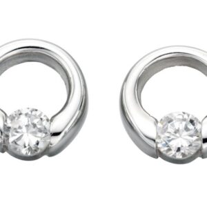 Open Circle Stud Earrings with Cubic Zirconia