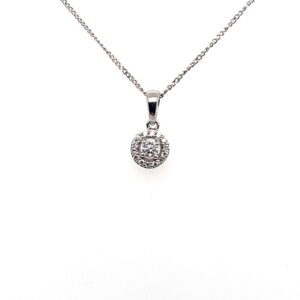 White Gold Diamond Halo Pendant