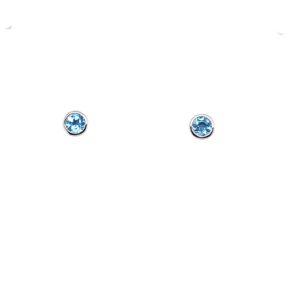 White Gold Blue Topaz Stud Earrings