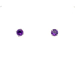 White Gold Amethyst Stud Earrings