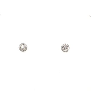 White Gold Diamond Halo Stud Earrings