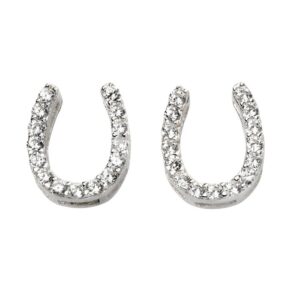 Horse Shoe Shaped Stud Earrings with Cubic Zirconia